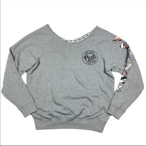 Pink slouchy boatneck sweater